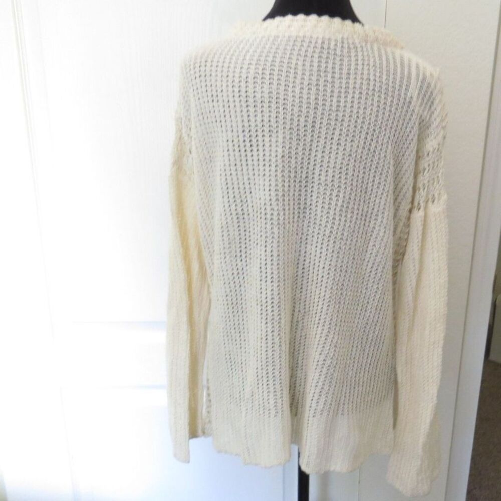 Love Stitch women's Patchwork Open Knot Sweater Boho Slouchy Cream L EUC - Picture 7 of 12